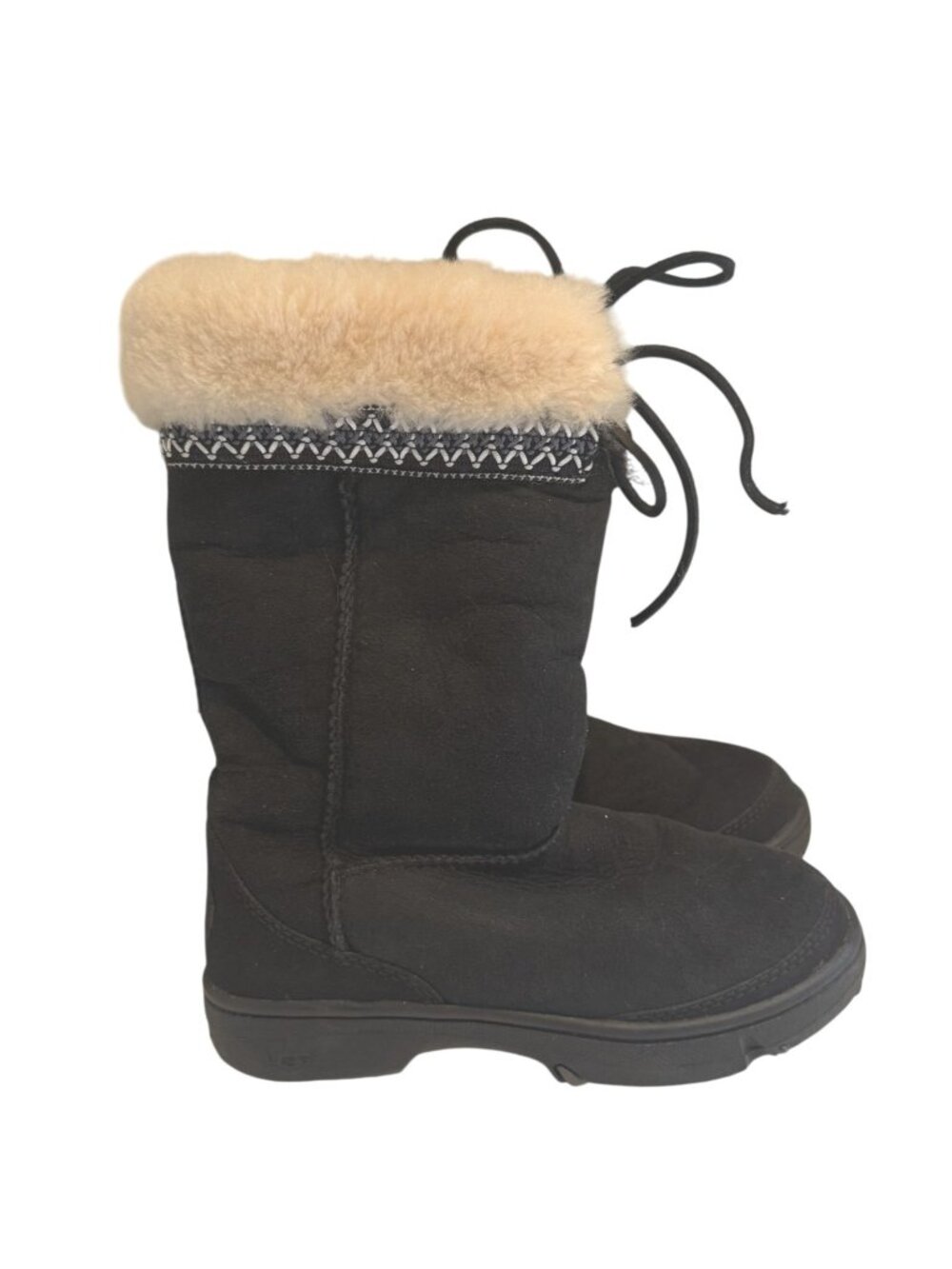 NEW Ugg Ultimate Cuff Black Shearling Boots Size US 5 EU 36 [jb]